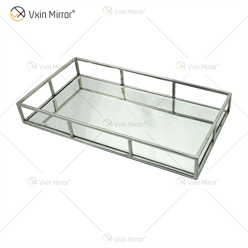 Горячее надувательство Vxin Mirror WXT-005 Современный декор Серебряный каркас из нержавеющей стали Зеркальный лоток 2 Размер