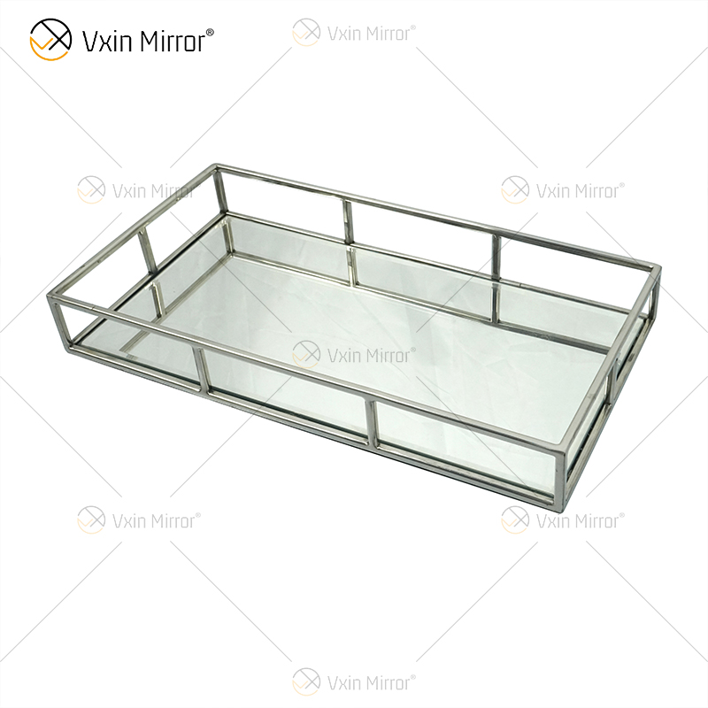 Горячее надувательство Vxin Mirror WXT-005 Современный декор Серебряный каркас из нержавеющей стали Зеркальный лоток 2 Размер