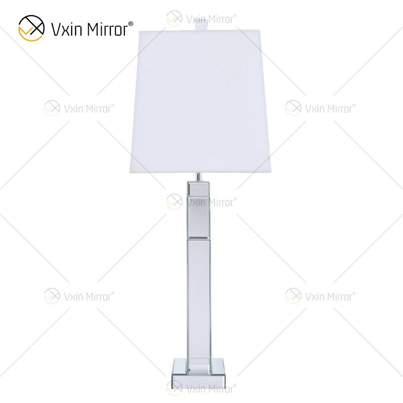 Заводская поставка WXTL-144 Современная серебряная хрустальная настольная зеркальная лампа с абажуром для спальни