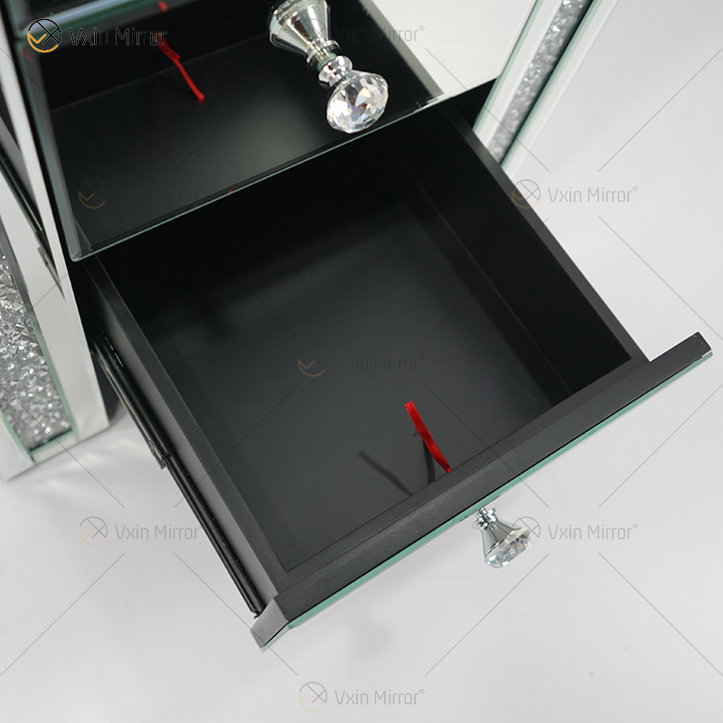 Vxin WXWF-716 Домашний современный акриловый тумбочка с 3 ящиками, зеркальный прикроватный столик