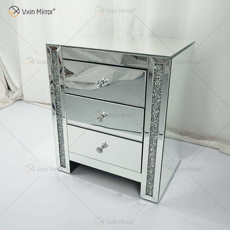 Vxin Mirror WXWF-718 Modern 3 ящика Зеркальная прикроватная тумбочка Тумбочка