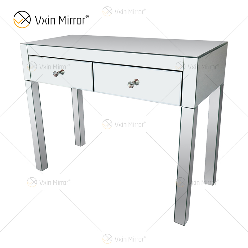 Горячий ар-деко WXF-836 Серебряный туалетный зеркальный угловой комод с 2 ящиками