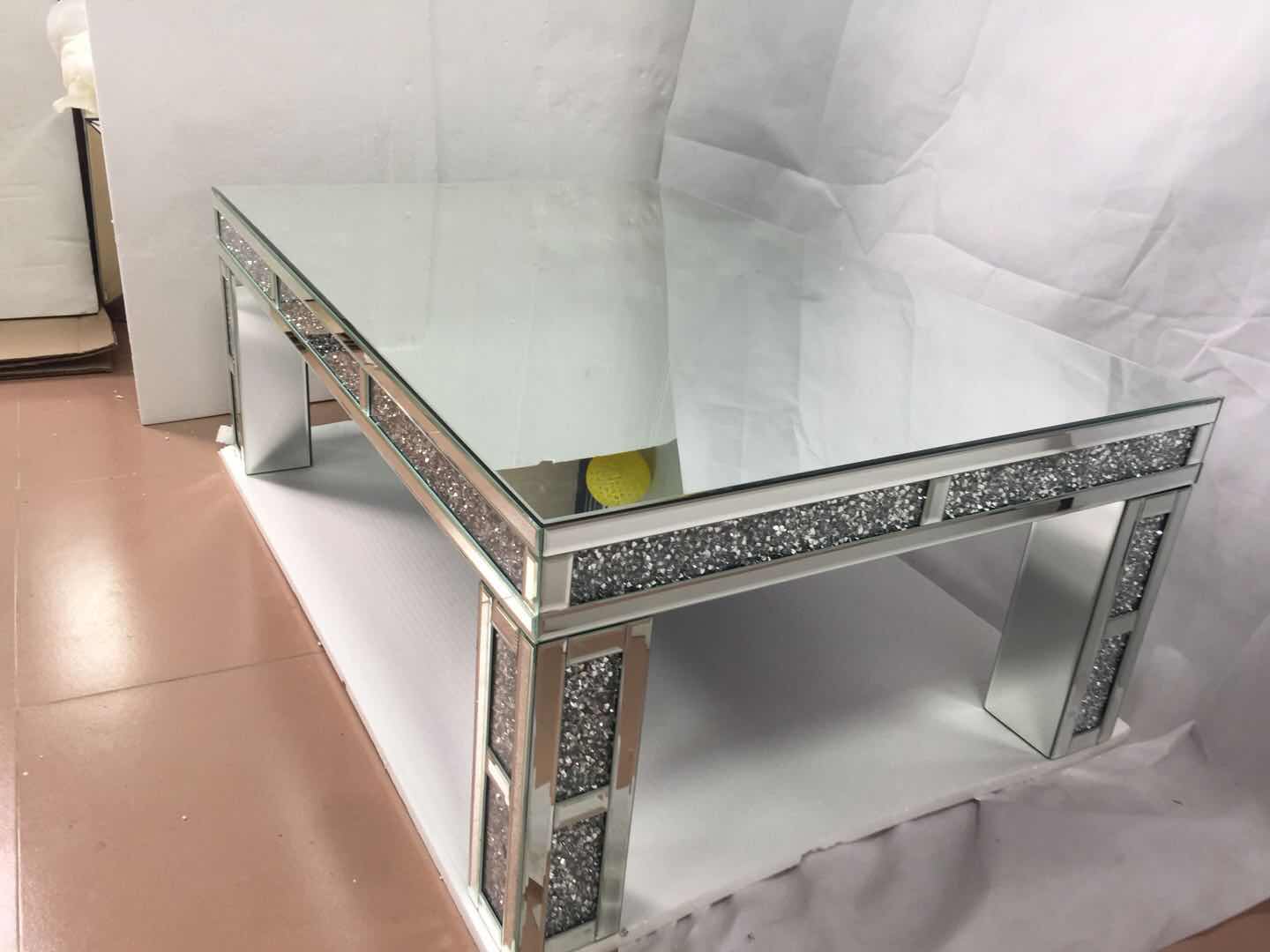 Индивидуальный журнальный столик WXF-701 из измельченного алмаза ручной работы из серебра