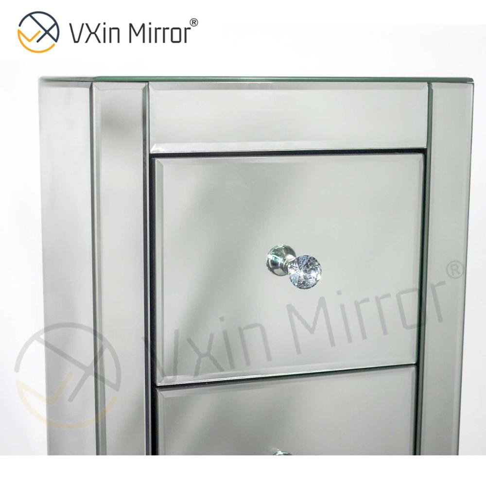 Vxin Mirror WXF-006 Пять ящиков Серебряная стеклянная тумбочка Прикроватная тумбочка Зеркальная прикроватная тумбочка