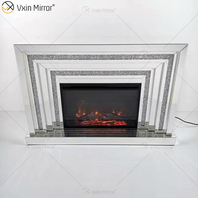 WXWF-1093 Зеркальный камин с плавающим блестящим кристаллом и бриллиантами со вставками в горячей продаже, настраиваемый