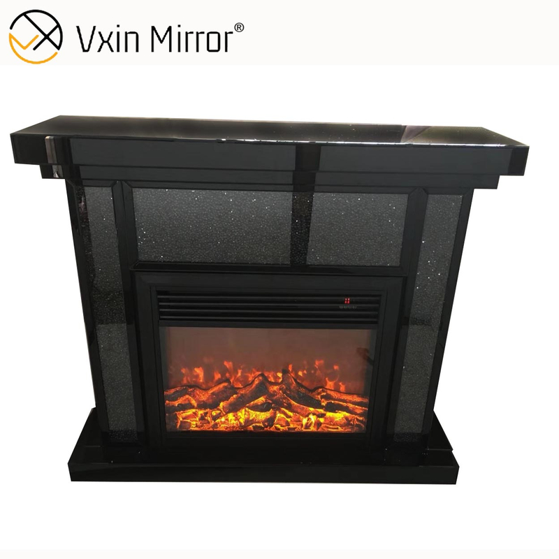 Домашний декор Крытый роскошный хрустальный дробленый алмазный зеркальный камин с вставкой горячего ветра в мебель для гостиной WXWF-042