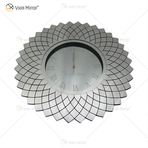 Зеркальные часы WXMC-086 Silver Fish Scale Wall Decor 3D Elegant Crystal Round Clock