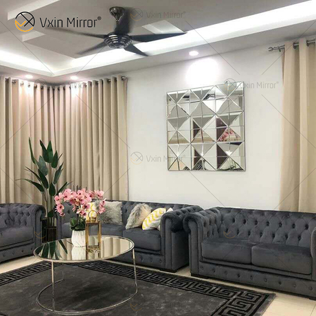 Wall Decora Silver 3D Elegant Square Silver Wall Hanging Mirror Wall Art Home Decor для мебели для гостиной WXM-1151