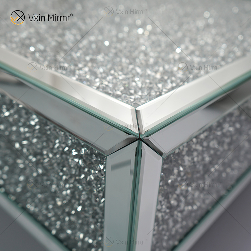 Индивидуальный стол WXF-141 Измельченный бриллиантовый домашний серебряный зеркальный журнальный столик