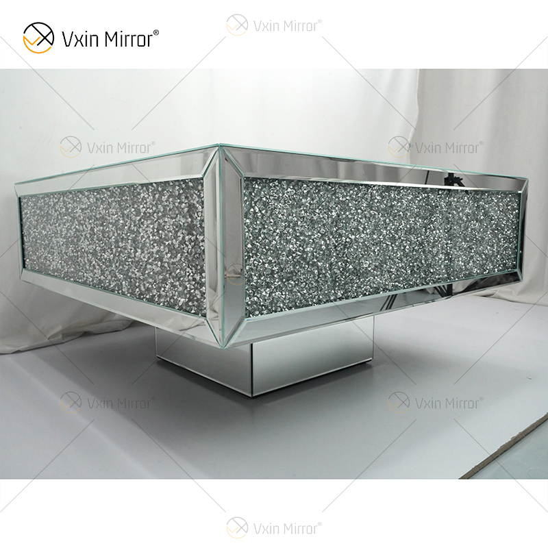 Индивидуальный стол WXF-141 Измельченный бриллиантовый домашний серебряный зеркальный журнальный столик