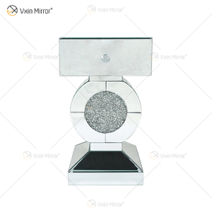 Заводская поставка Vxin End Table WXF-157 Серебряный измельченный алмазный зеркальный столик с выдвижным ящиком