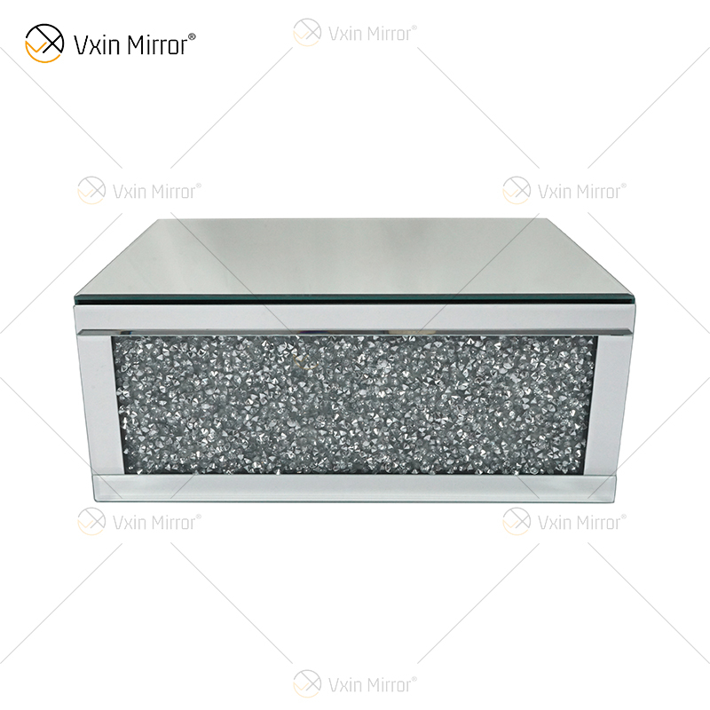 Vxin Factory Supply WXF-153 Серебряный декор для стен Серебряный дробленый бриллиант Зеркало Прямоугольная настенная полка