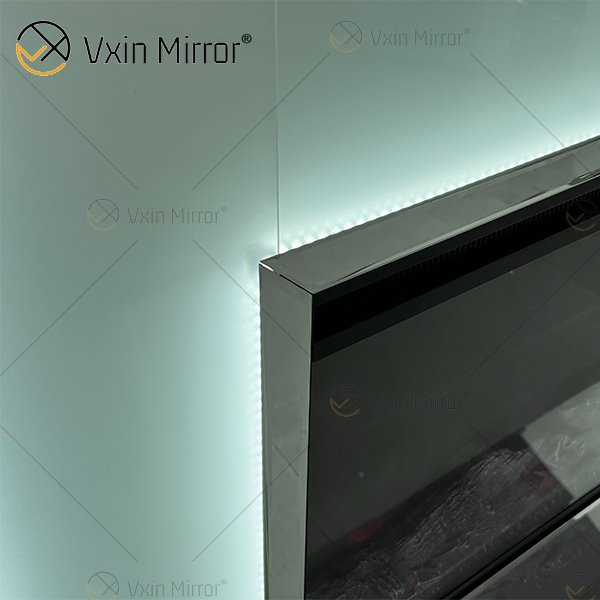 Новый дизайн WXMF-096 LED Серебряный матовый стеклянный зеркальный камин в гостиной с вставкой для помещения