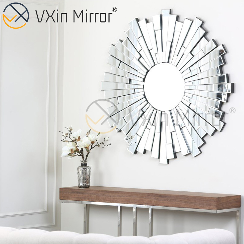Vxin Wall Decoration WXM-1004 Silver 3D Glass Wall Hanging Mirror