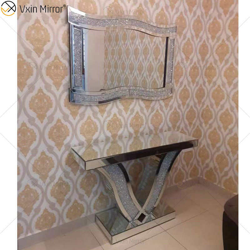 Зеркальная мебель Vxin, современная мебель из дробленого алмазного зеркала, консольный стол, мебель для стола