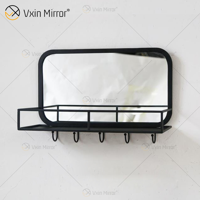 Vxin Factory Supply Silver Wall Decor Серебряный металлический стеллаж для хранения Зеркальная прямоугольная настенная полка