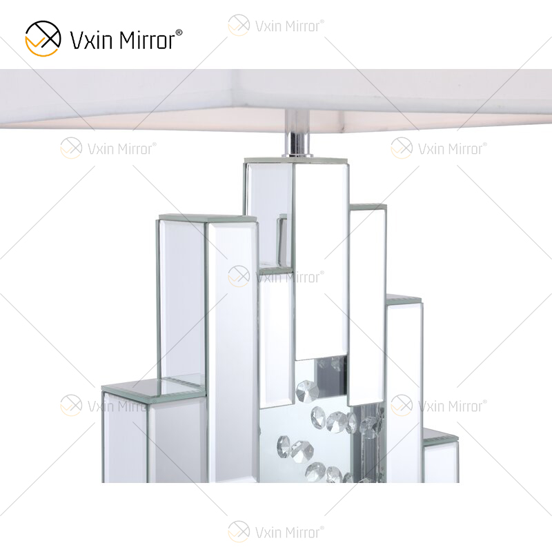 Заводская поставка WXTL-144 Современная серебряная хрустальная настольная зеркальная лампа с абажуром для спальни