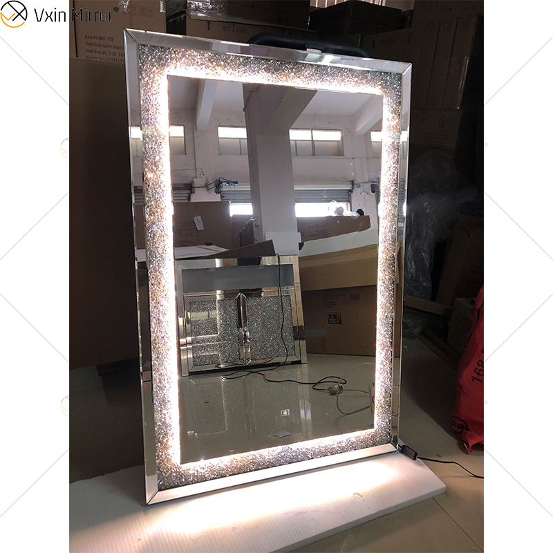 Top Design WXM-2593 LED 3 Цветное светодиодное зеркало с бриллиантами Стильное зеркало для макияжа Зеркало для гостиной