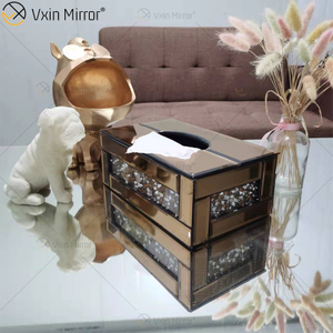 Vxin Mirror WXB-001 Коричневый Роскошный стеклянный измельченный алмазный ящик для салфеток Зеркальный ящик для салфеток