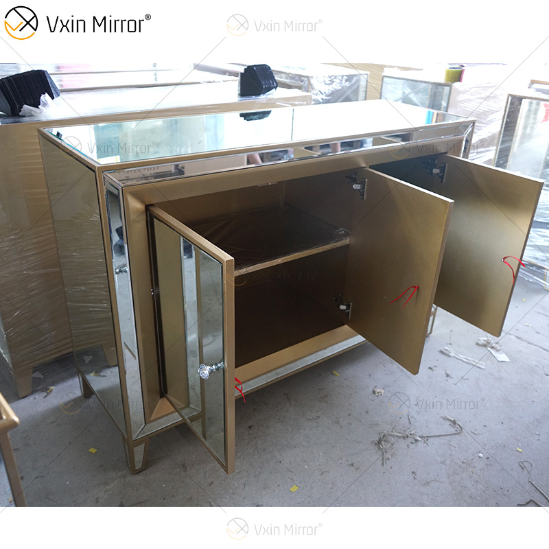 Роскошный буфет WXF-268 Champage Gold Design с зеркальным шкафом с выдвижными ящиками Muti