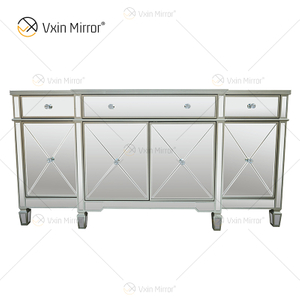 Роскошный WXF-027 Champagne Silver Home Decor Зеркальный шкаф с ящиками Muti