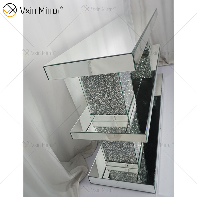 Роскошный журнальный столик прямоугольника прямоугольника мебели отраженный серебром диаманта стеклянный