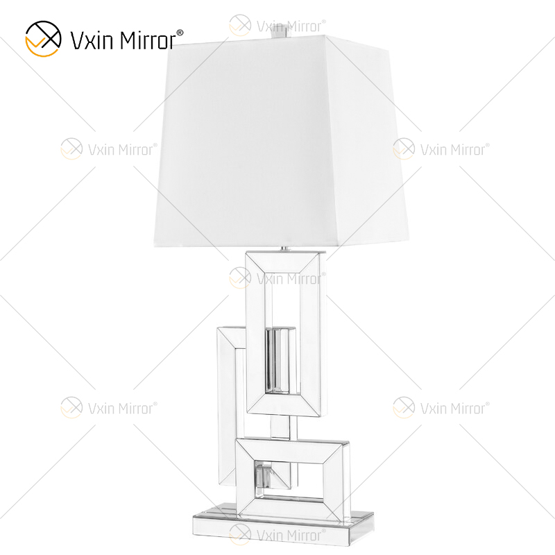 Заводская поставка WXTL-001 Современная серебряная 3D настольная зеркальная лампа с абажуром для спальни
