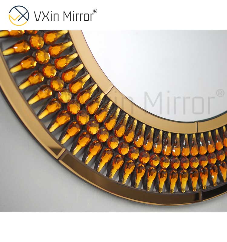 Заводская поставка Vxin Luxury Crystal Glass Brown Console Table с зеркалом