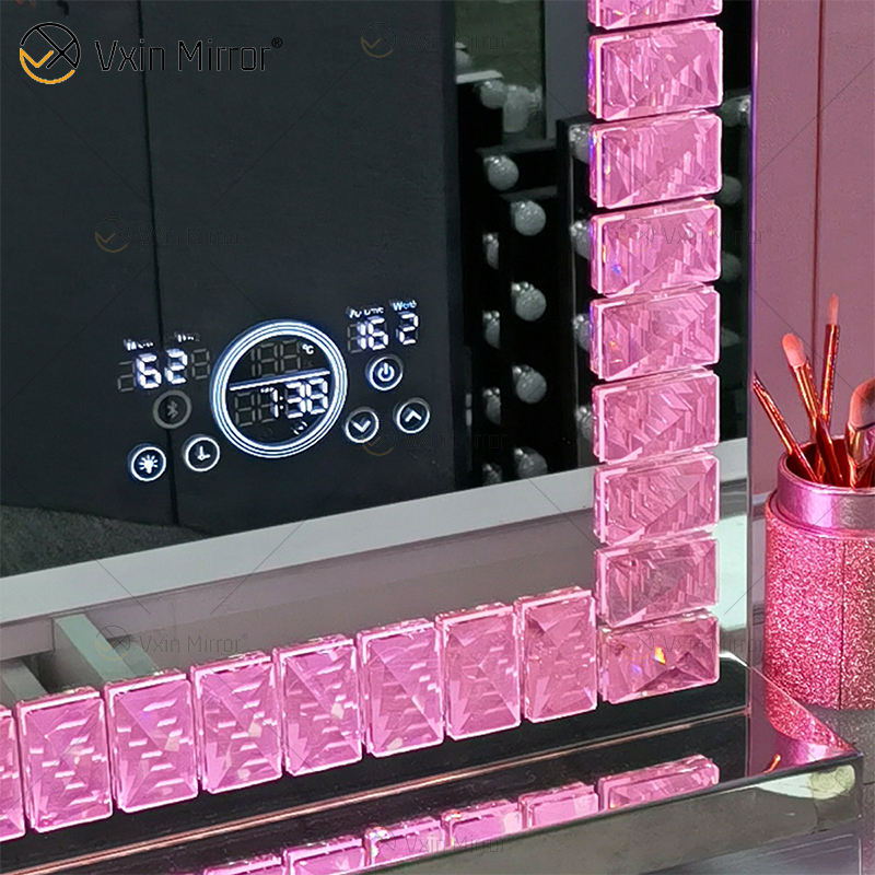 Тщеславие Hollywood LED с Bluetooth WXDL-1208 Хрустальная столешница Овальное зеркало для макияжа в декоративном стиле со светодиодной подсветкой Спальные гарнитуры