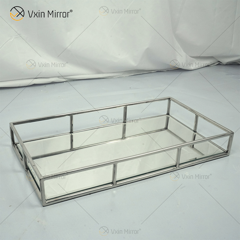 Горячее надувательство Vxin Mirror WXT-005 Современный декор Серебряный каркас из нержавеющей стали Зеркальный лоток 2 Размер