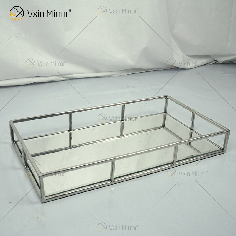 Горячее надувательство Vxin Mirror WXT-005 Современный декор Серебряный каркас из нержавеющей стали Зеркальный лоток 2 Размер