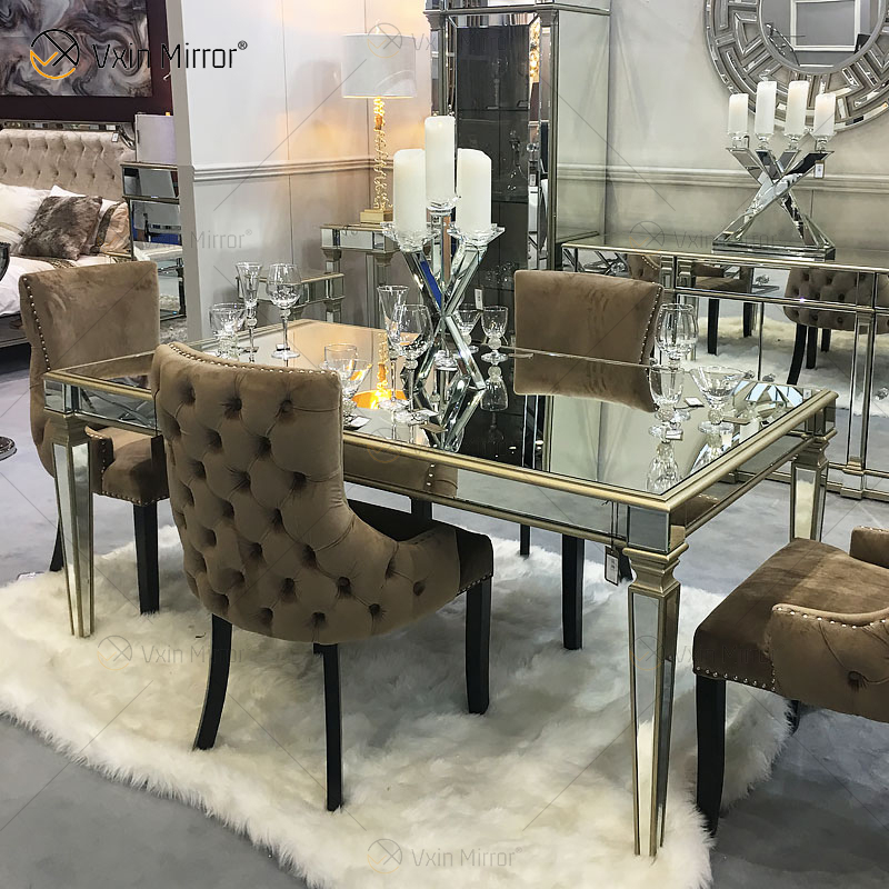 Обеденный стол Facoty Supply Luxury WXF-0309 Pure Gold Frame Самодельный зеркальный обеденный стол