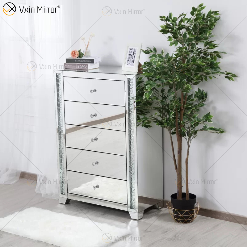 Vxin Crystal Decor WXF-746 Silver Tallboy Crystal прикроватная тумбочка с пятью ящиками для спальни