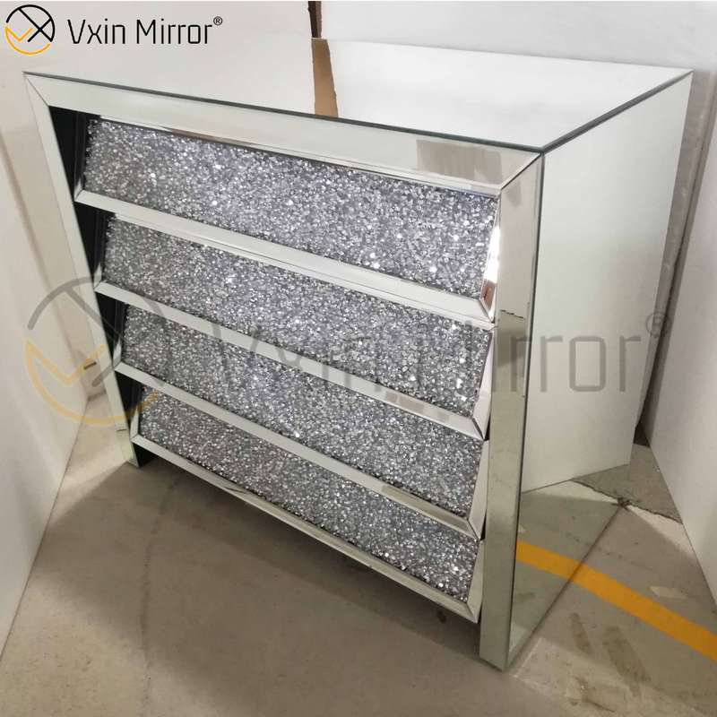 Vxin Silver WXF-706 Щебень с прикроватной тумбочкой с ромбовидной тумбочкой и прикроватной тумбочкой с 4 выдвижными ящиками
