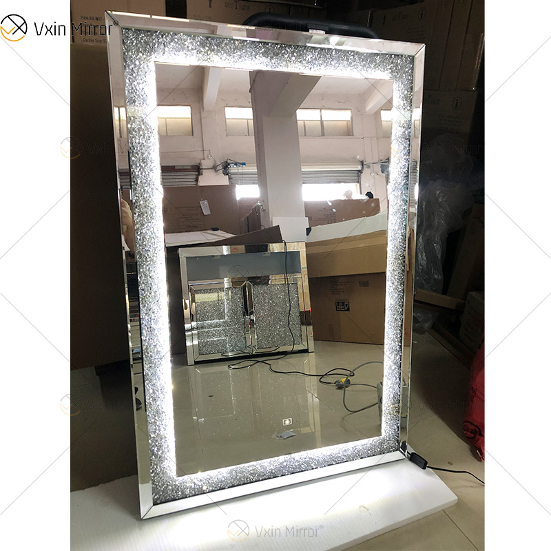Top Design WXM-2593 LED 3 Цветное светодиодное зеркало с бриллиантами Стильное зеркало для макияжа Зеркало для гостиной