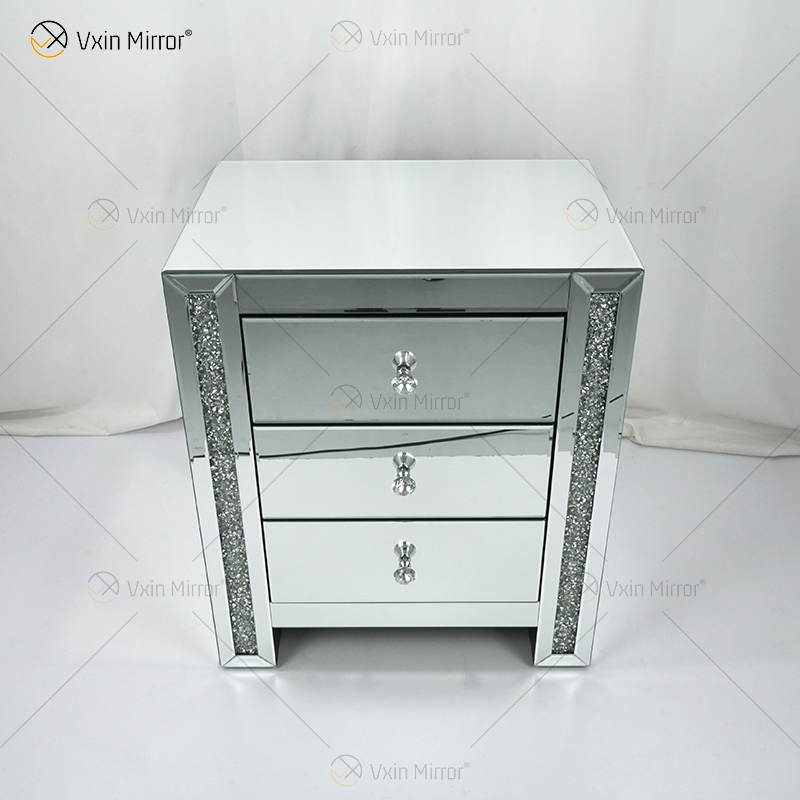 Vxin Mirror WXWF-718 Modern 3 ящика Зеркальная прикроватная тумбочка Тумбочка