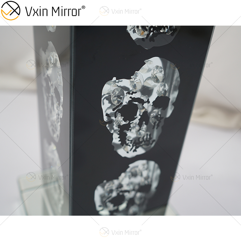 Vxin Supply Готический стиль WXTL-79 Серебряный черный череп Настольная зеркальная лампа с абажуром для отеля