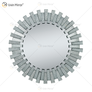 Высококачественное настенное украшение WXM-1138 Diamond Shade Silver 3D Glass Wall Hanging Mirror