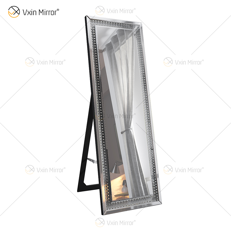 Горячая продажа WXFL-2588 Современное хрустальное восьмиугольное зеркало в полный рост Серебряное напольное зеркало