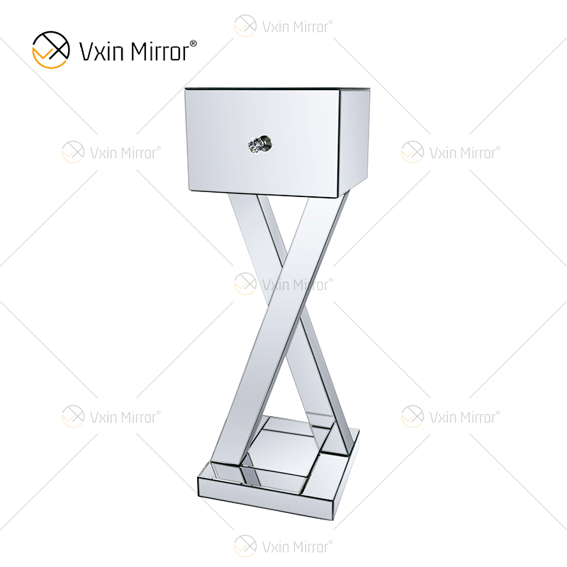 End Table Decor WXF-980 Modern Silver Crystal Mirrored Side Table с выдвижным ящиком