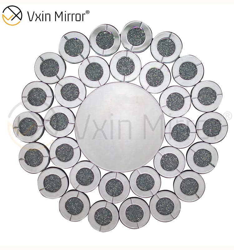 Серебряное настенное украшение WXM-1014 Зеркало из измельченного алмазного стекла