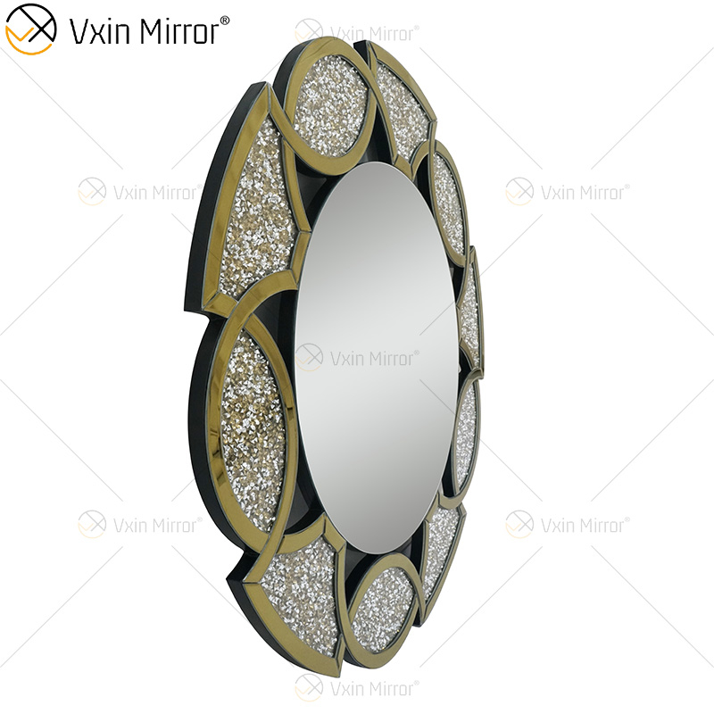 Золотая фабрика поставляет домашний декор круглые 3 цвета Diamond Crush Mirror Wall Sticker