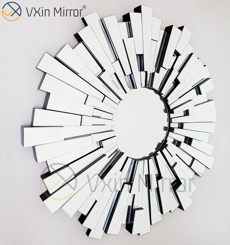 Vxin Wall Decoration WXM-1004 Silver 3D Glass Wall Hanging Mirror