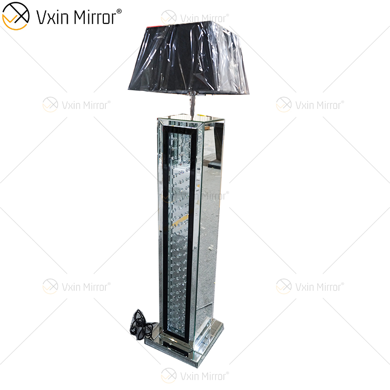 Черная рамка WXFL-056 Гостиная Элегантный серебряный современный кристалл 3D Зеркальный напольный светильник Зеркальная лампа