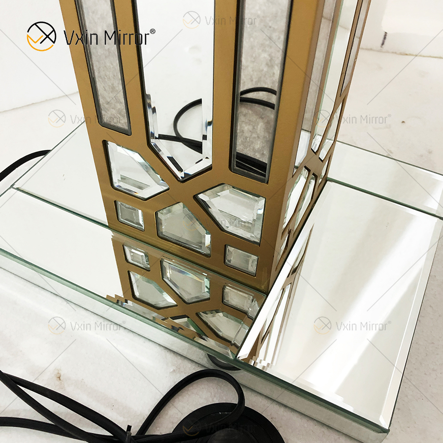 Прикроватная тумба WXFL-031 Гостиная Роскошный серебряный светодиодный антикварный зеркальный торшер Зеркальная лампа