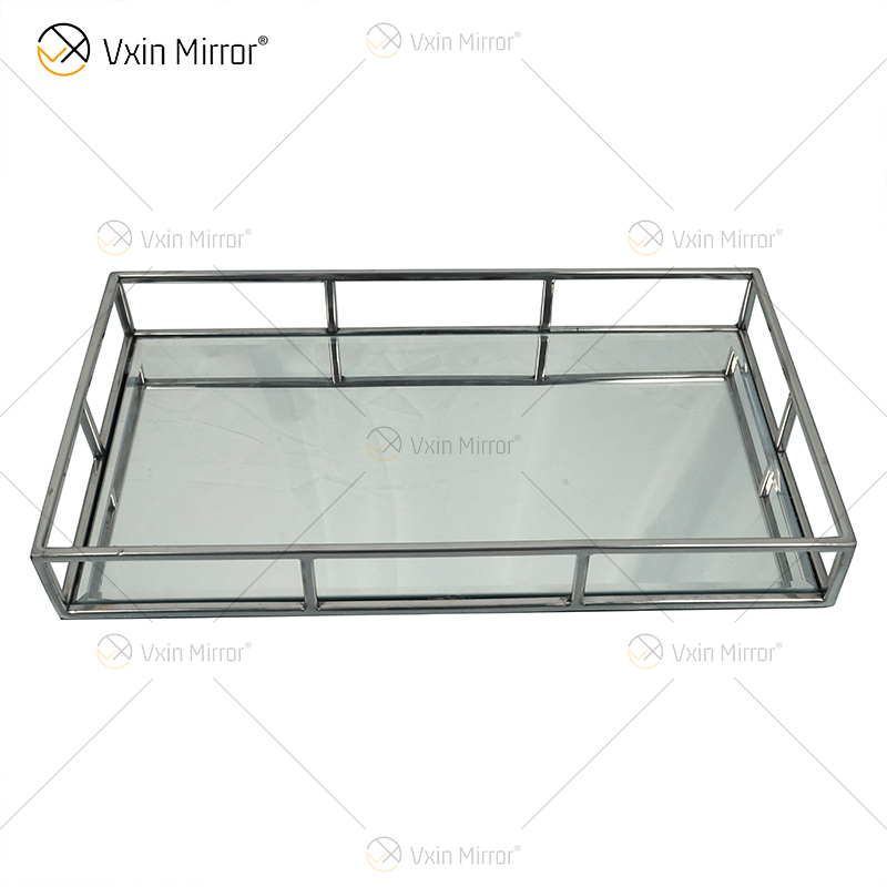 Горячее надувательство Vxin Mirror WXT-005 Современный декор Серебряный каркас из нержавеющей стали Зеркальный лоток 2 Размер