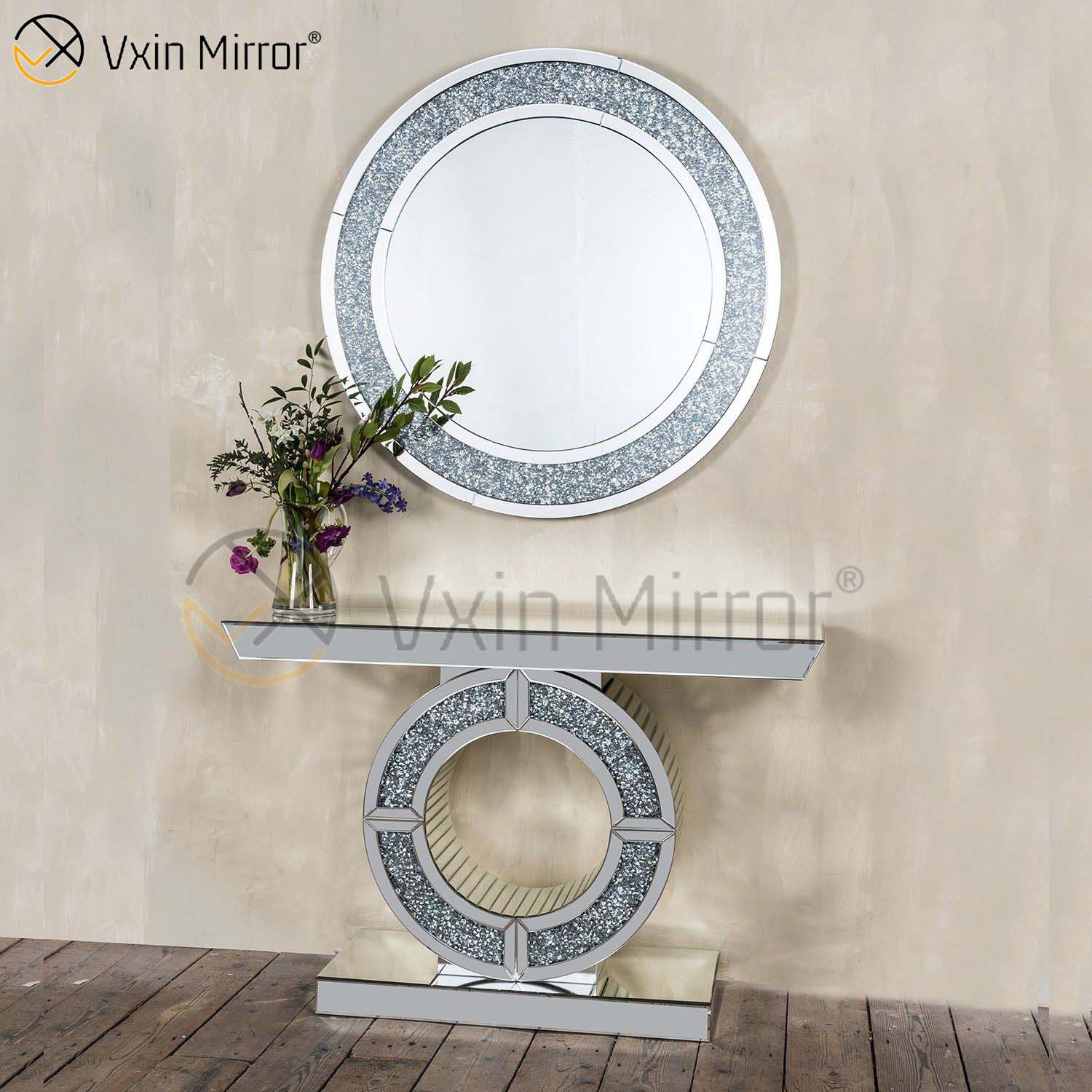 Новое поступление на завод Vxin Modern Black Diamond Зеркальный хрустальный консольный стол