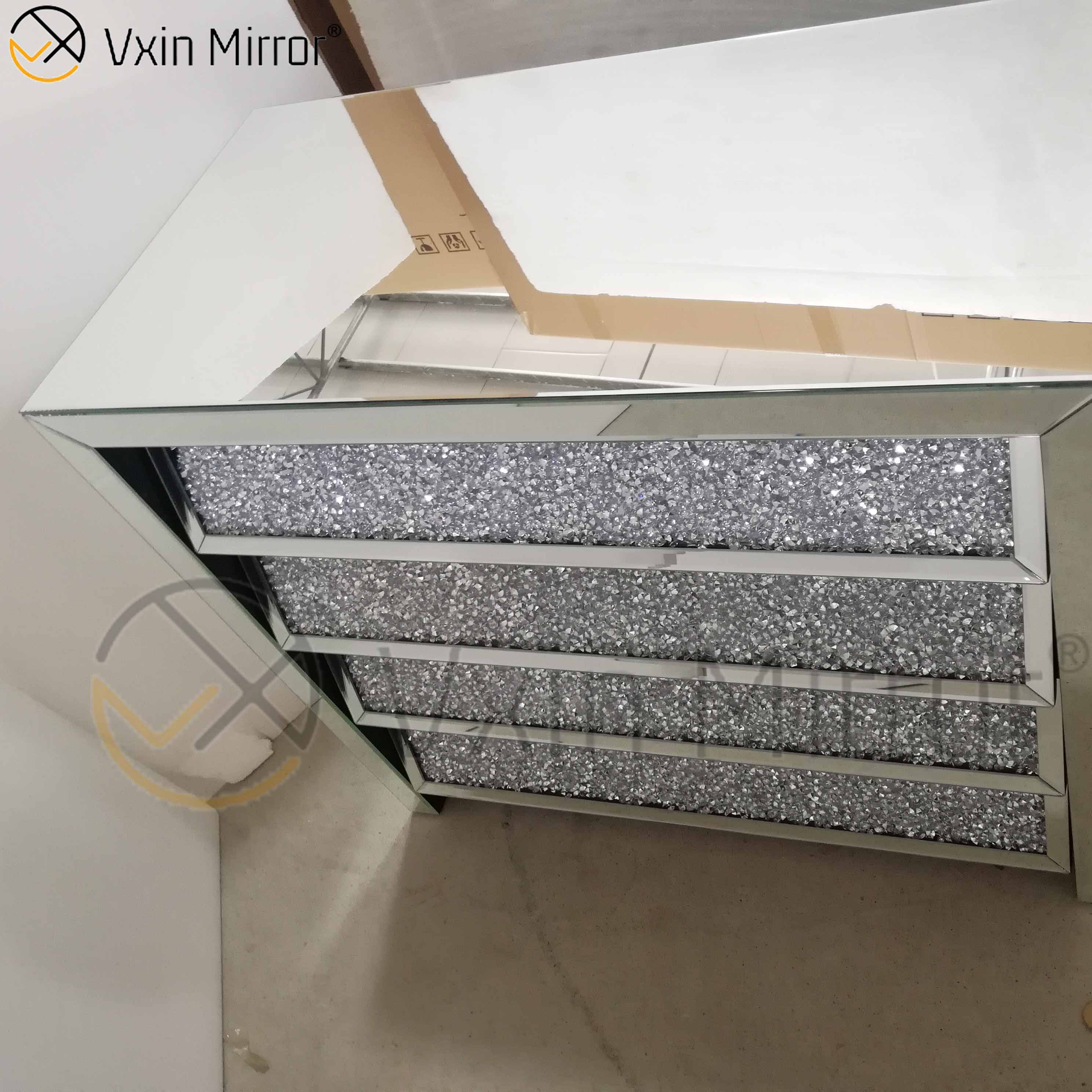 Vxin Silver WXF-706 Щебень с прикроватной тумбочкой с ромбовидной тумбочкой и прикроватной тумбочкой с 4 выдвижными ящиками