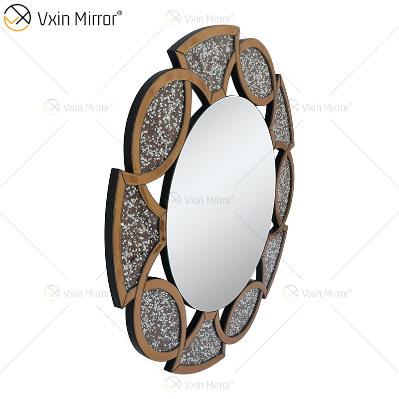 Золотая фабрика поставляет домашний декор круглые 3 цвета Diamond Crush Mirror Wall Sticker