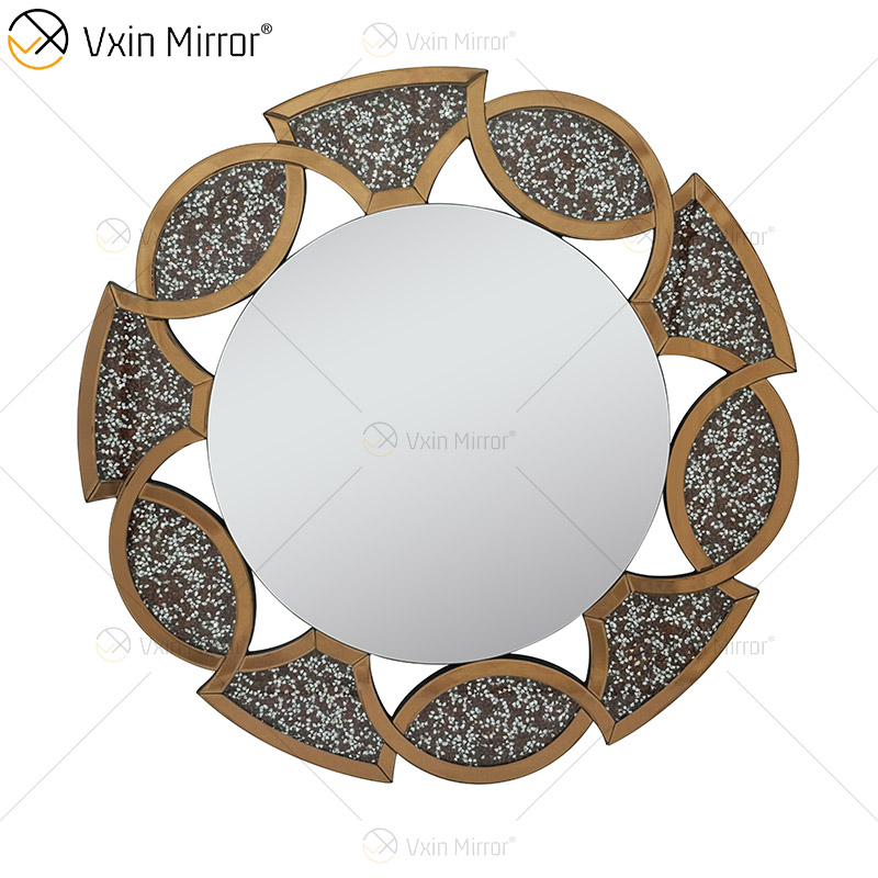 Золотая фабрика поставляет домашний декор круглые 3 цвета Diamond Crush Mirror Wall Sticker